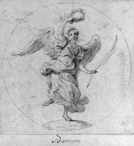 Victory Design for the obverse of a medal dedicated to Queen Christina of Sweden; and Virtue subduing Evil Design for the obverse of a medal dedicat by Giovanni Battista (Baciccio) Gaulli