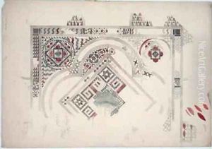 A study of part of the floor at Canterbury Cathedral by Ernest William Gimson