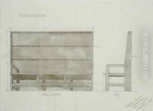 Design for Settle in English Oak by Ernest William Gimson