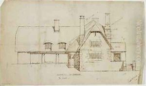 Garden elevation of cottage Sapperton by Ernest William Gimson