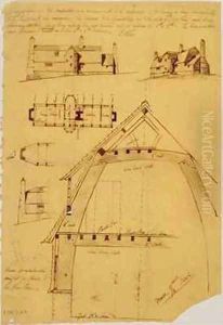 View plan and detail of house by Ernest William Gimson