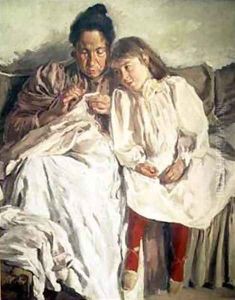 A Mother and her Daughter by Francisco Gimeno y Arasa