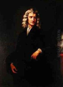 Portrait of Sir Isaac Newton 1642-1727 after an original painting by Sir Godfrey Kneller 1646-1723