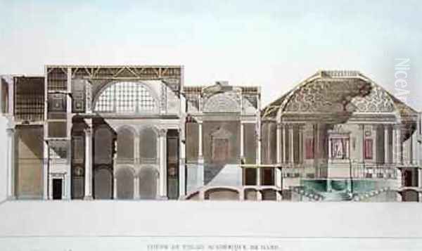 Cross Section of the Palais Academique at Ghent from Choix des Monuments Edifices et Maisons les plus remarquables du Royaume des Pays Bas - view 1
