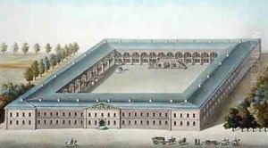 Infantry Barracks at Ypres from Choix des Monuments Edifices et Maisons les plus remarquables du Royaume des Pays Bas by Pierre Jacques Goetghebuer