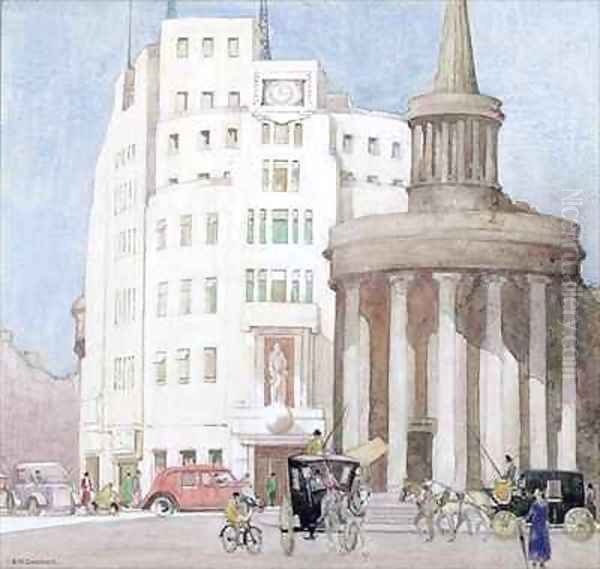 Past and Present Broadcasting House and All Souls Langham Place London - view 1