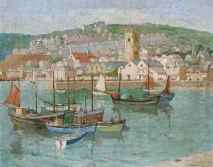 Fishing vessels moored in a Cornish harbour