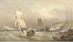 Racing cutters running into the estuary at Dartmouth