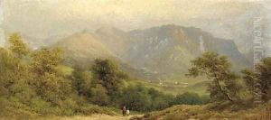 Figures in a mountainous landscape by William Gill