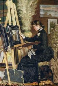 Portrait of Josephine Gillow painting at an easel by Guido Guidi