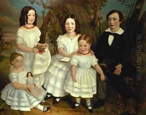 Portrait of a boy and his four sisters - view 1