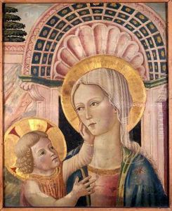 Madonna and Child in front of a scallop niche