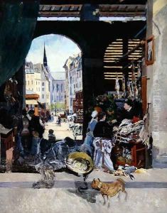The Carmes Market Rue Maubert by Emile Antoine Guillier