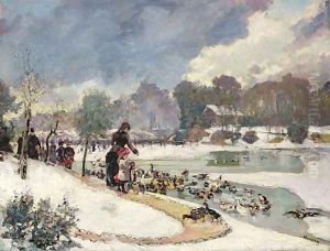 Ducks in the Bois de Boulogne by Emile Antoine Guillier