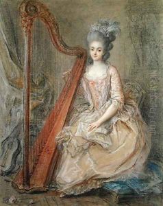 Presumed Portrait of Madame de Genlis Playing a Harp by Francois Guerin