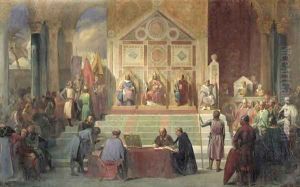 St Louis 1214-70 King of France Receiving Robert Patriarch of Jerusalem