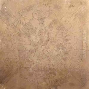 Astrological planisphere of the zodiac of Denderah from the ceiling of the chapel at the Temple of Hathor Denderah Egypt by Francois Chretien Gau