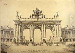 The Triumphal Arch of the Palais du Cinquantenaire Brussels by Charles Louis Girault