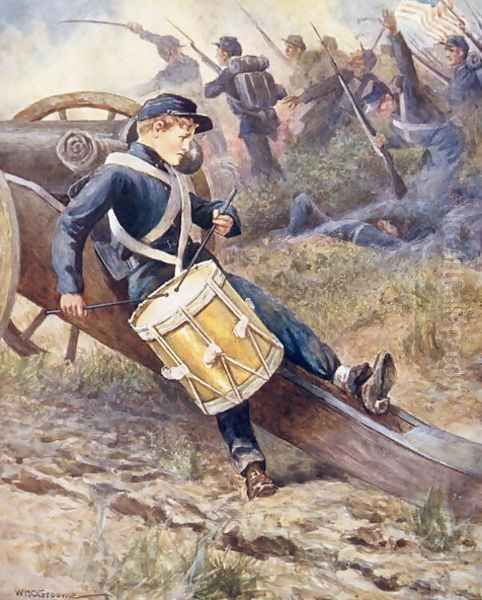 He crawled behind a cannon and pale and paler grew illustration from Ballads of Famous Fights - view 1