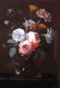 Still Life of Roses Carnations and Other Flowers by Jan Pauwel II the Younger Gillemans