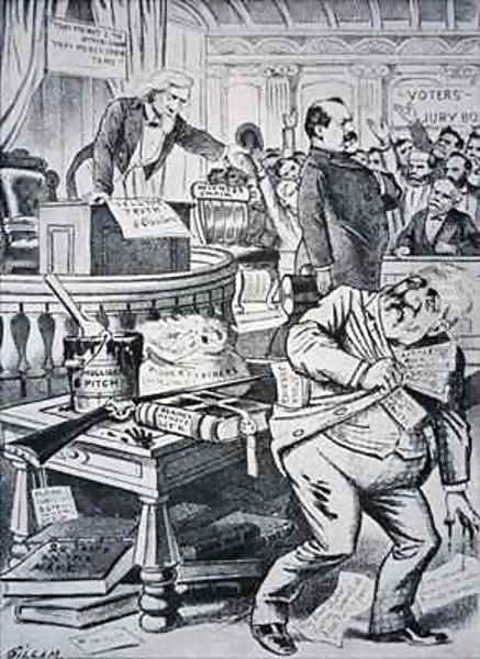 Grover Cleveland 1837-1908 telling the truth about his private life while his opponent James Blaine 1830-93 is portrayed as corrupt - view 1