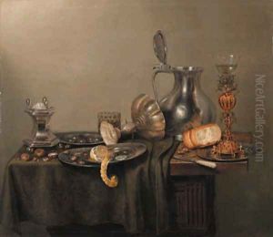 A silver salt-cellar and upturned tazza