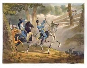 Saxon Hussars attacked by French infantry from an Ambuscade