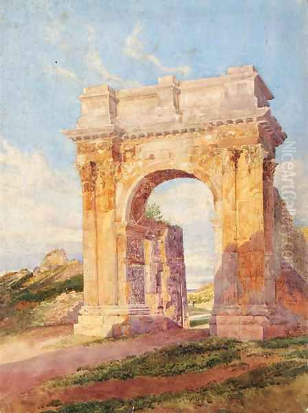 A triumphal arch in the Roman campagna - view 1