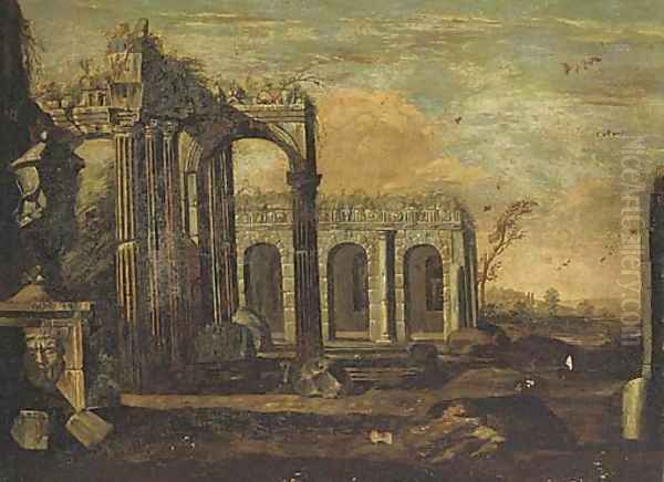An architectural cappriccio of Roman ruins - view 1