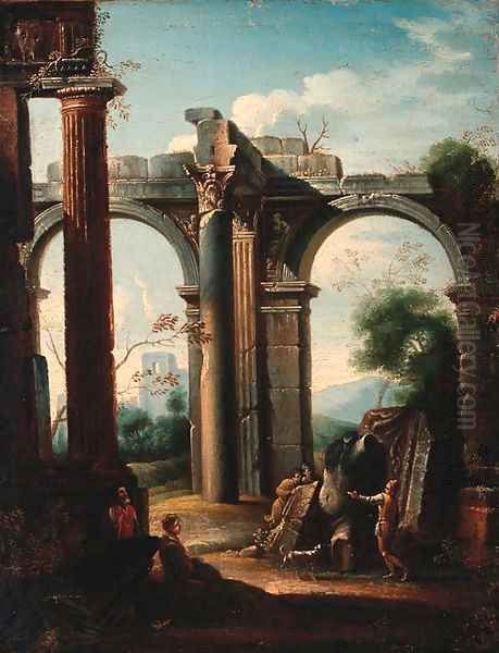 Grave diggers amongst classical ruins - view 1