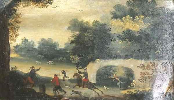 A landscape with a hawking party - view 1