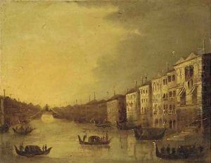 A capriccio of a Venetian canal by Giacomo Guardi