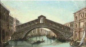 The Rialto Bridge, Venice by Giacomo Guardi