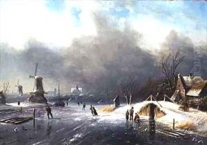Skating on the Frozen River by Edouard George