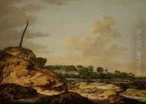 Landscape with sportsman and distant view of Middleburg by Johannes Goedaert