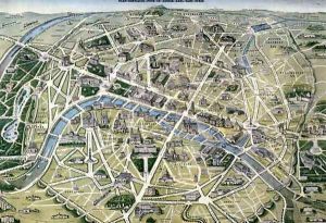 Map of Paris during the period of the Grands Travaux by Hilaire Guesnu