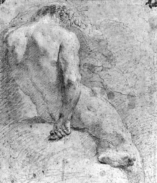 A seated nude, seen from behind - view 1