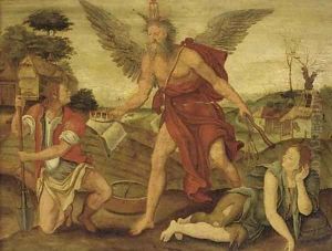 Father Time rewarding Diligence and punishing Sloth by Lucas Gassel