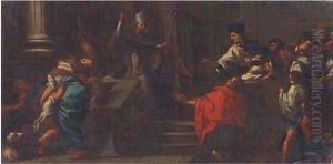A bishop before a group of clerics