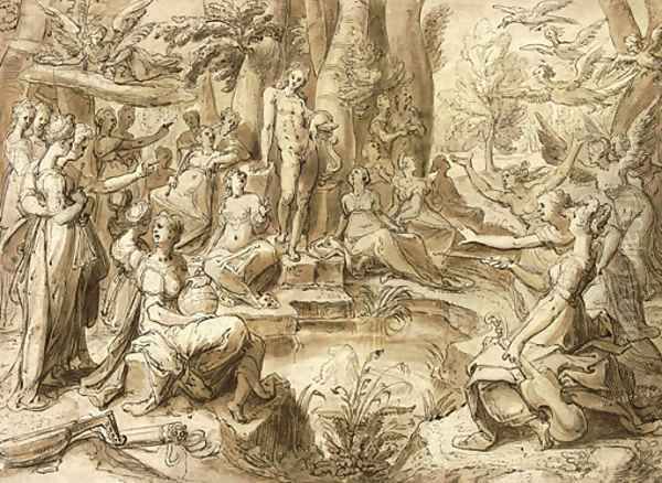 Apollo at the Castilian Spring, attended by the Muses and the Liberal Arts - view 1