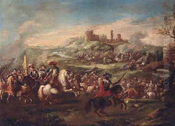 A cavalry battle before a fortified town - view 1