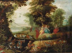 Diana and her nymphs resting after the chase by Abraham Govaerts