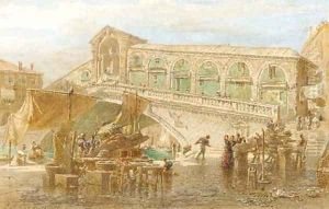 The Rialto bridge, Venice by Edward Alfred Angelo Goodall