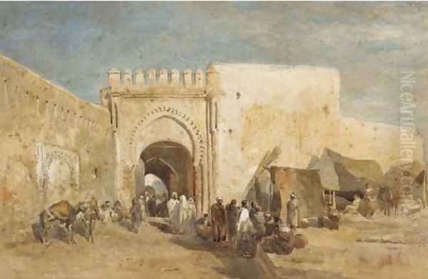 Figures before a souk - view 1