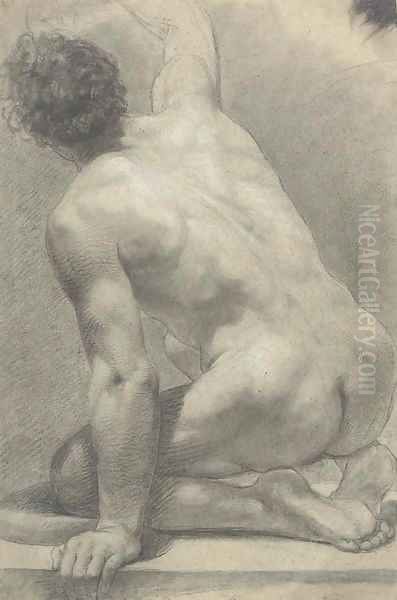 A kneeling nude seen from behind - view 1