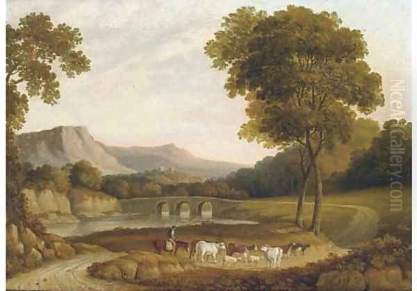 Cattle and a herder on horseback, Derbyshire - view 1