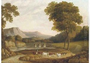 Cattle and a herder on horseback, Derbyshire