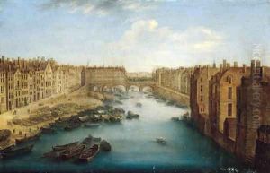 A view of the Pont Neuf, Paris by Orazio Grevenbroeck
