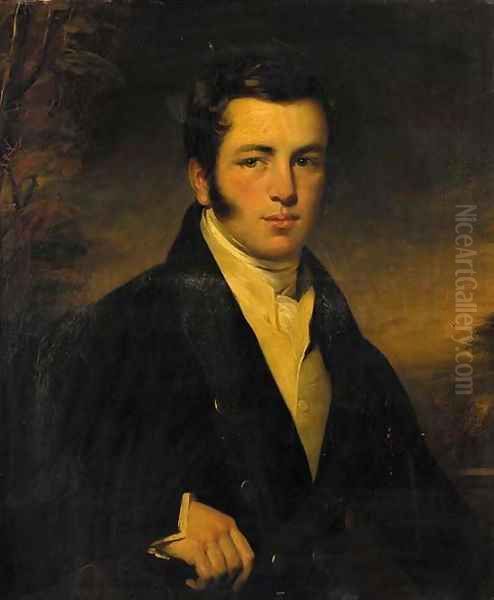 Portrait of a gentleman, half-length, in a black jacket and white waistcoat - view 1