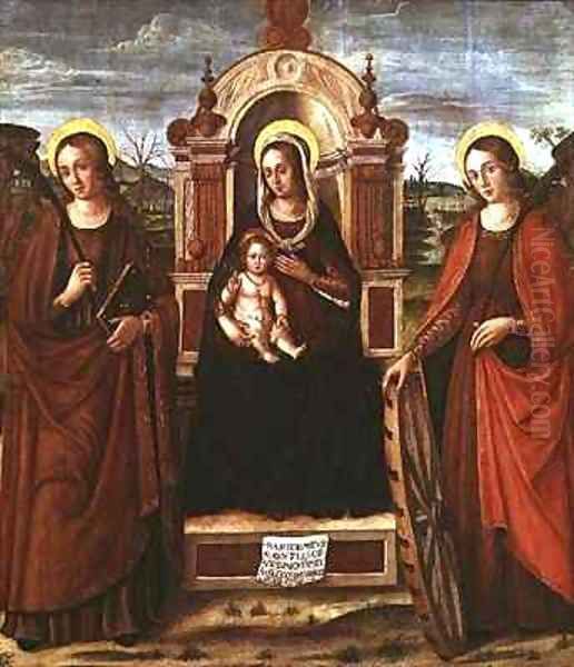 Madonna and Child Enthroned with St Catherine of Alexandria and a Holy Female Martyr - view 1